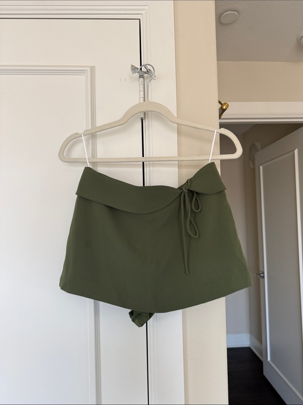 Amanda Uprichard Olive Green Tie-Waist Skort